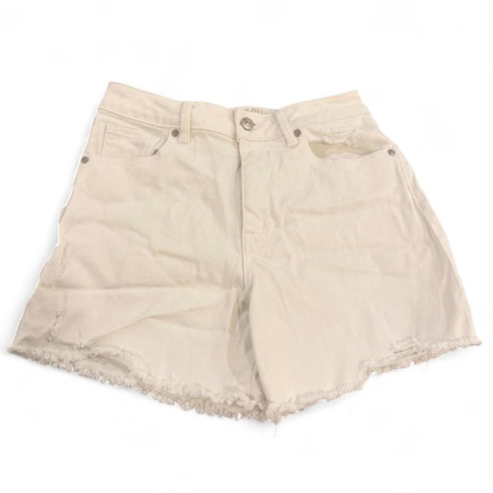Rewash Womens Off White Distressed High Waisted Denim Shorts Size 5 27
